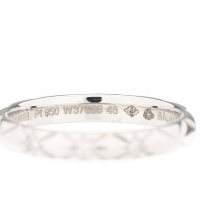 Chanel Platinum Diamond Small Matelasse Ring 48 4.5 4 of 7