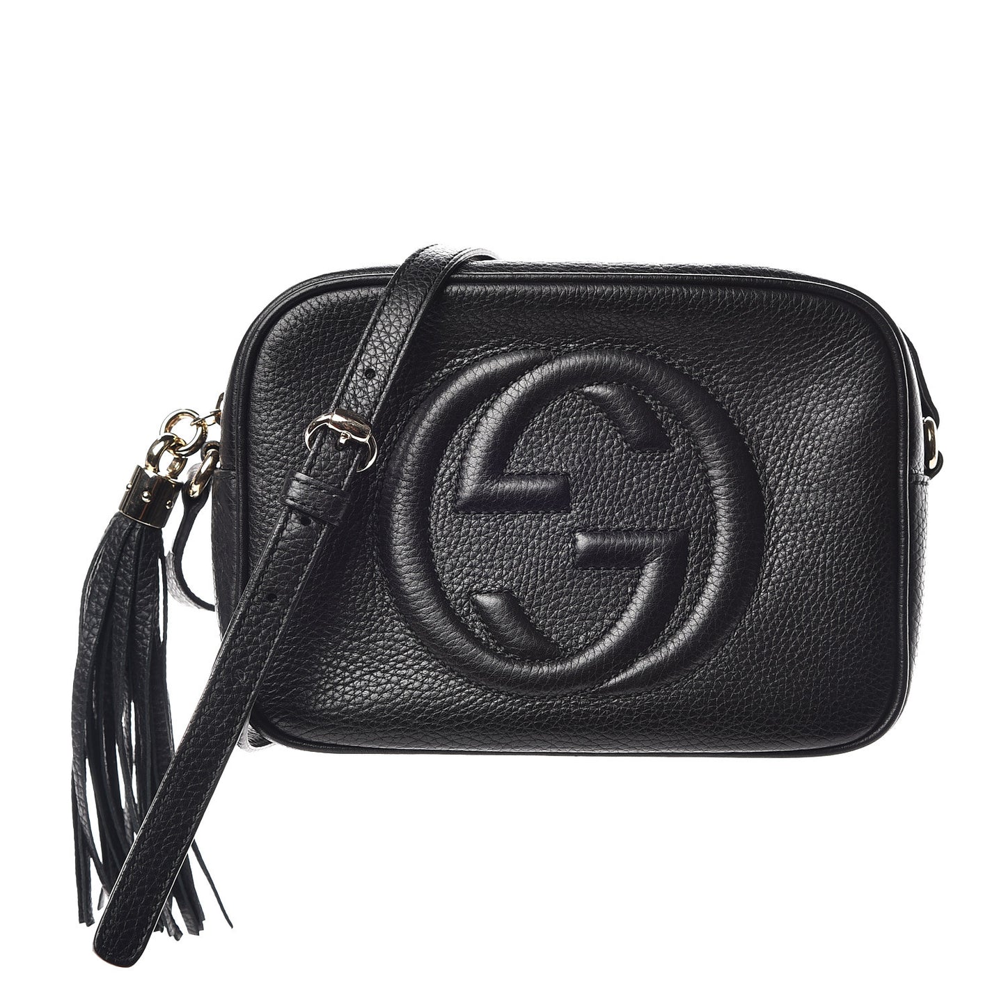 Pebbled Calfskin Small Soho Disco Bag Black