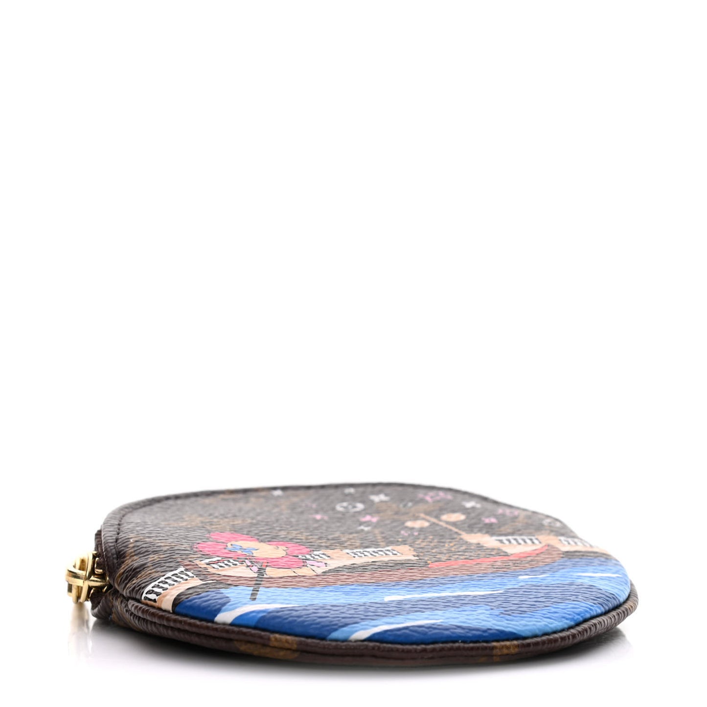 Monogram 2019 Christmas Animation Round Coin Purse Blue