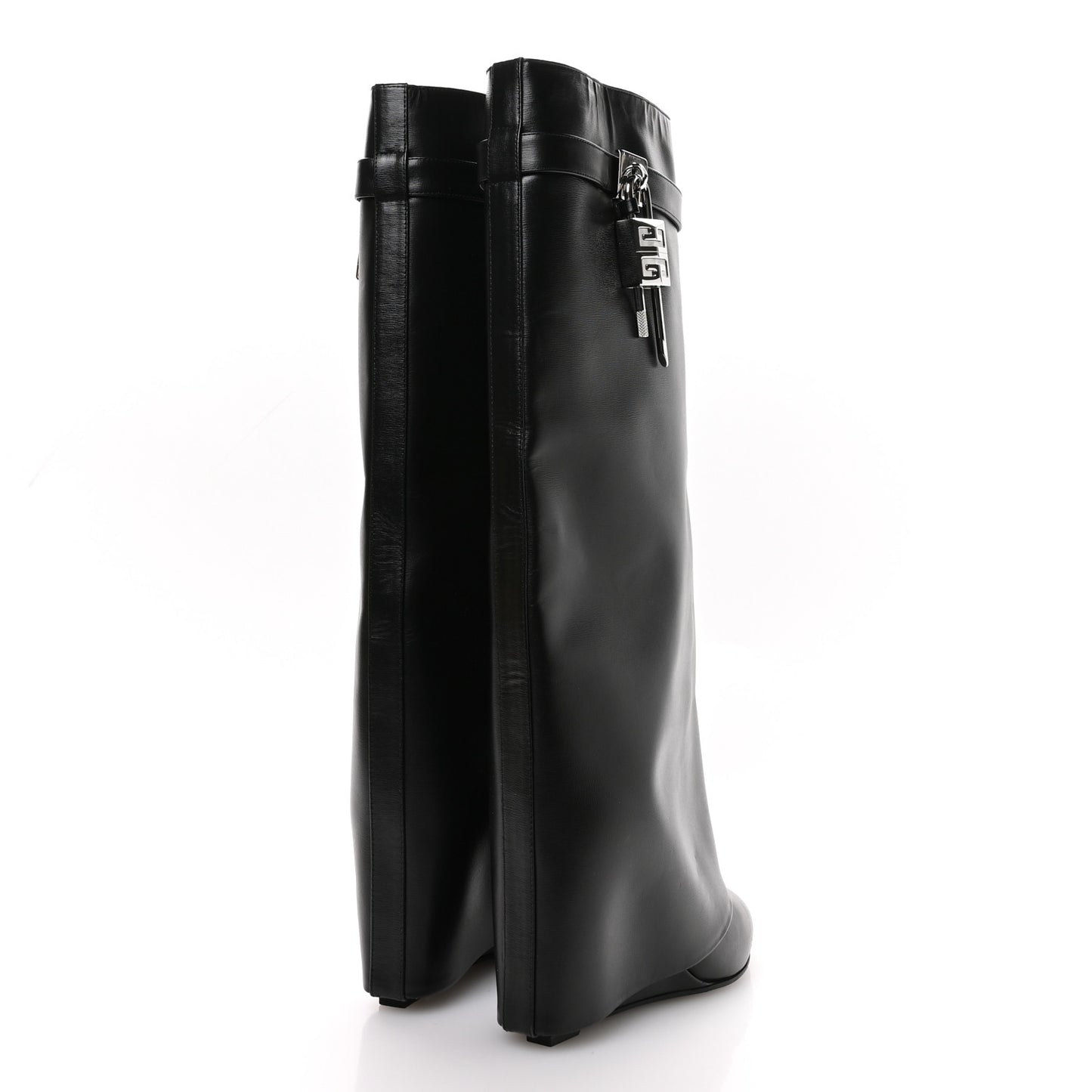 Calfskin Shark Lock Pant Boots 38 Black