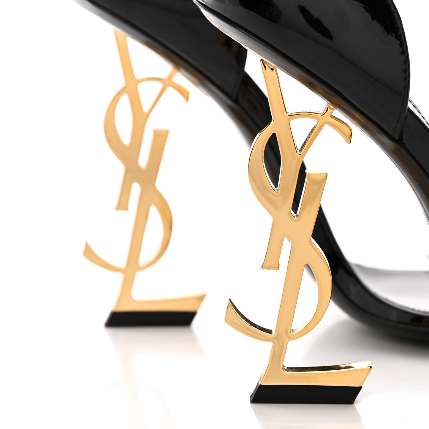 Patent Calfskin Opyum 110 Sandals 38.5 Black Gold