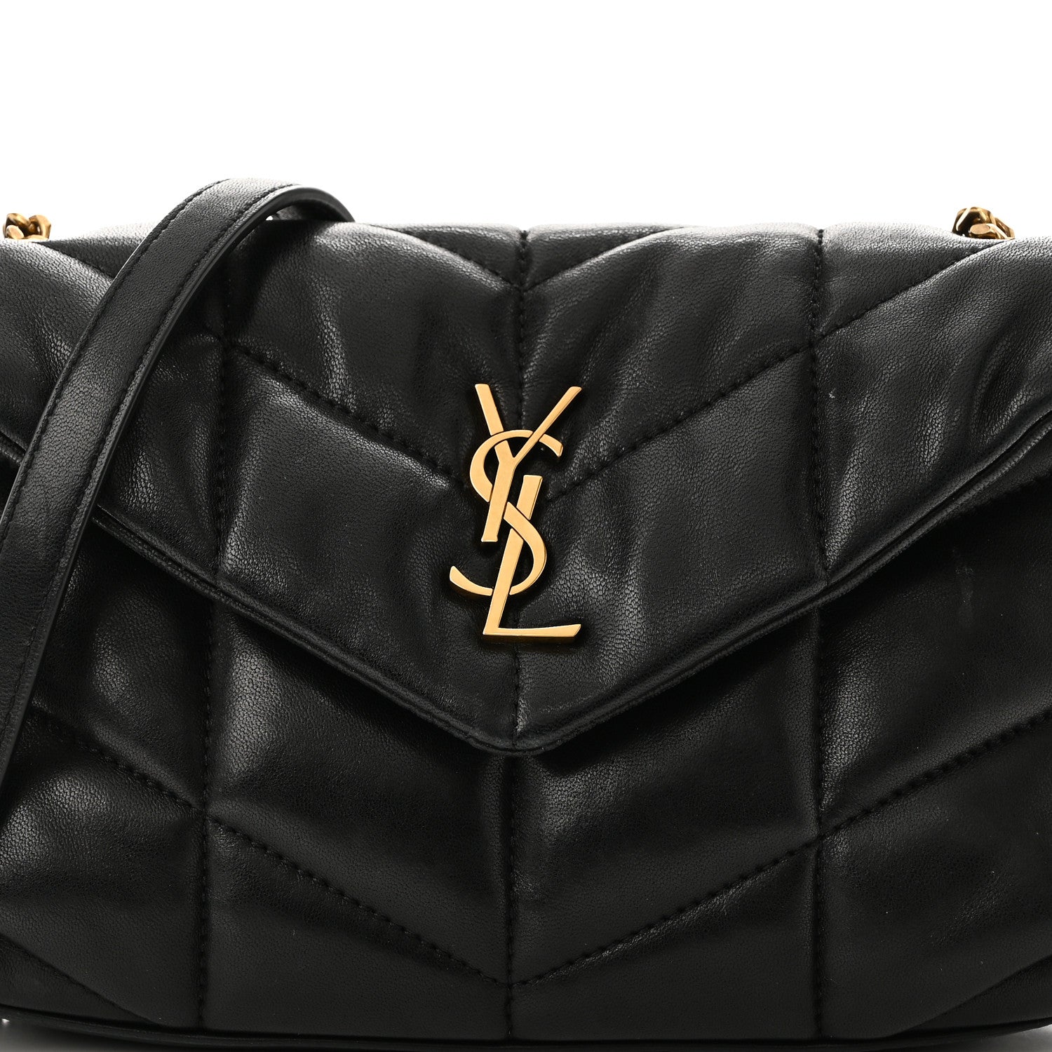 Saint Laurent Lambskin Quilted Toy Loulou Puffer Monogram Chain Satchel Black 8 of 11