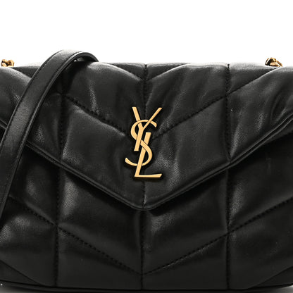 Saint Laurent Lambskin Quilted Toy Loulou Puffer Monogram Chain Satchel Black 8 of 11