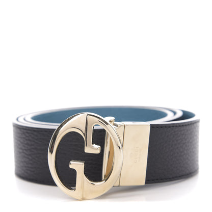 Gucci Dollar Calfskin 1973 Reversible Belt 100 40 Black Deep Cobalt 1 of 5