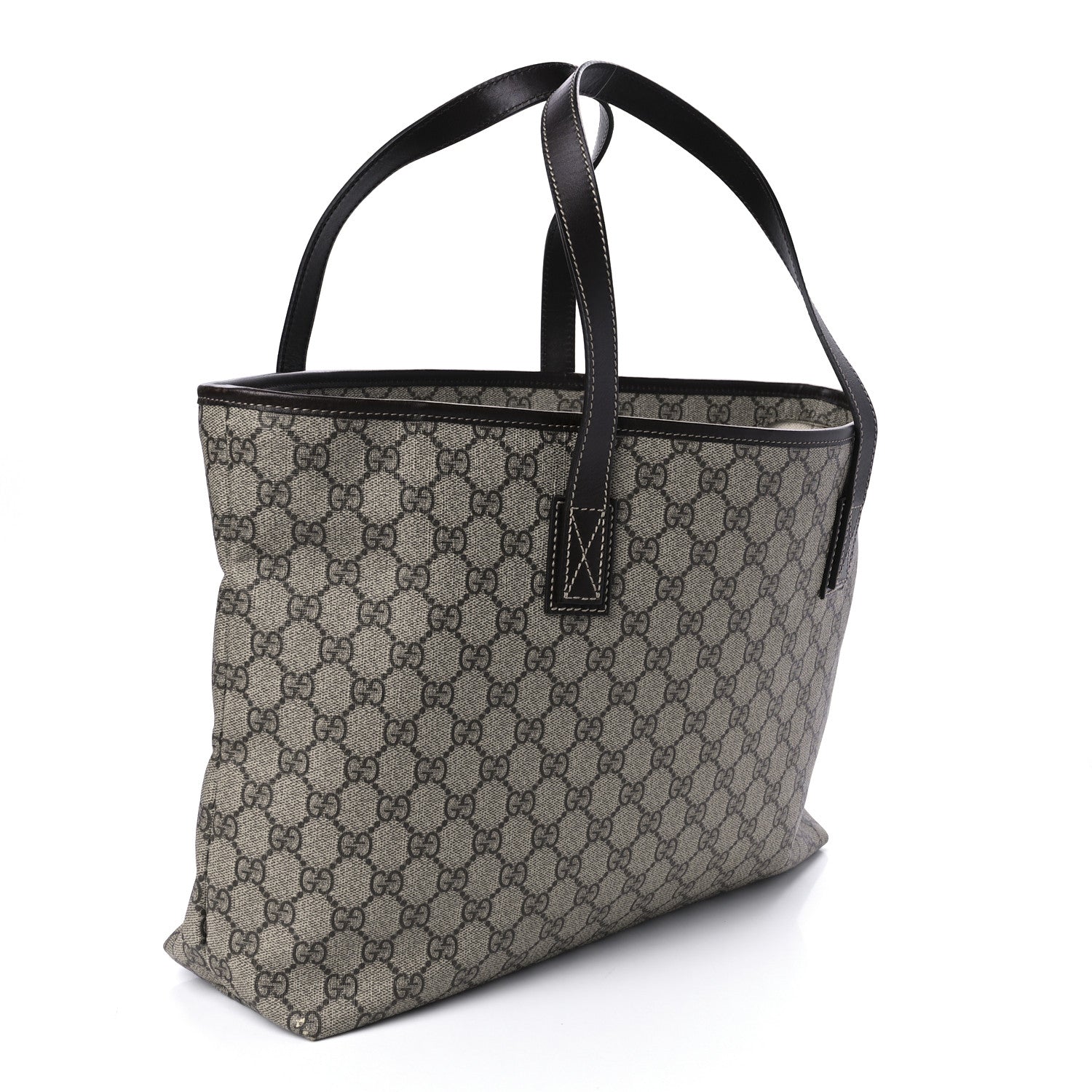 Gucci GG Supreme Monogram Medium Zippered Shopping Tote Dark Brown 3 of 10