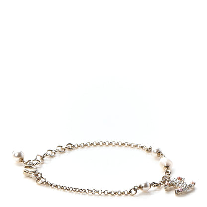 Chanel Pearl Crystal CC Charm Bracelet Light Gold Pink 1 of 5
