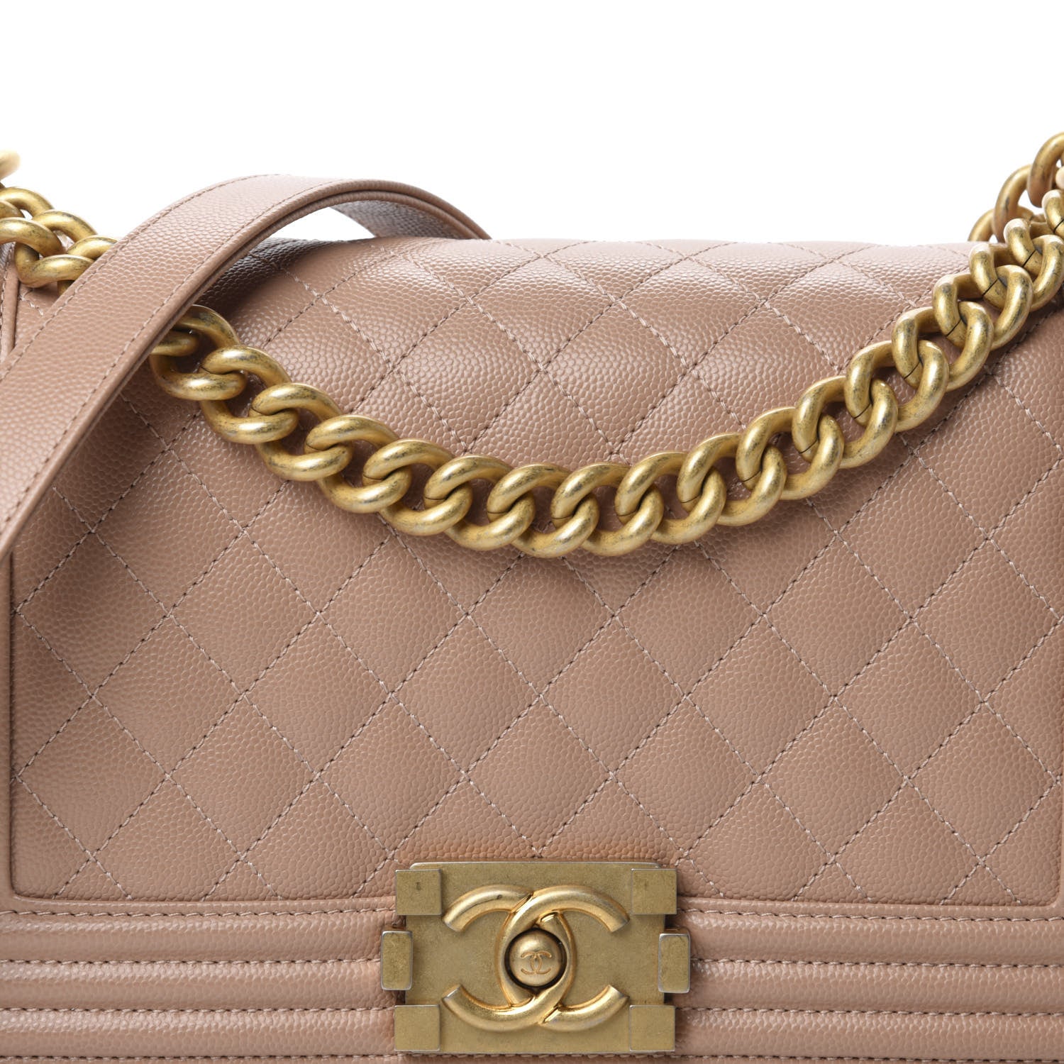 Chanel Caviar Quilted Medium Boy Flap Beige 11 of 12