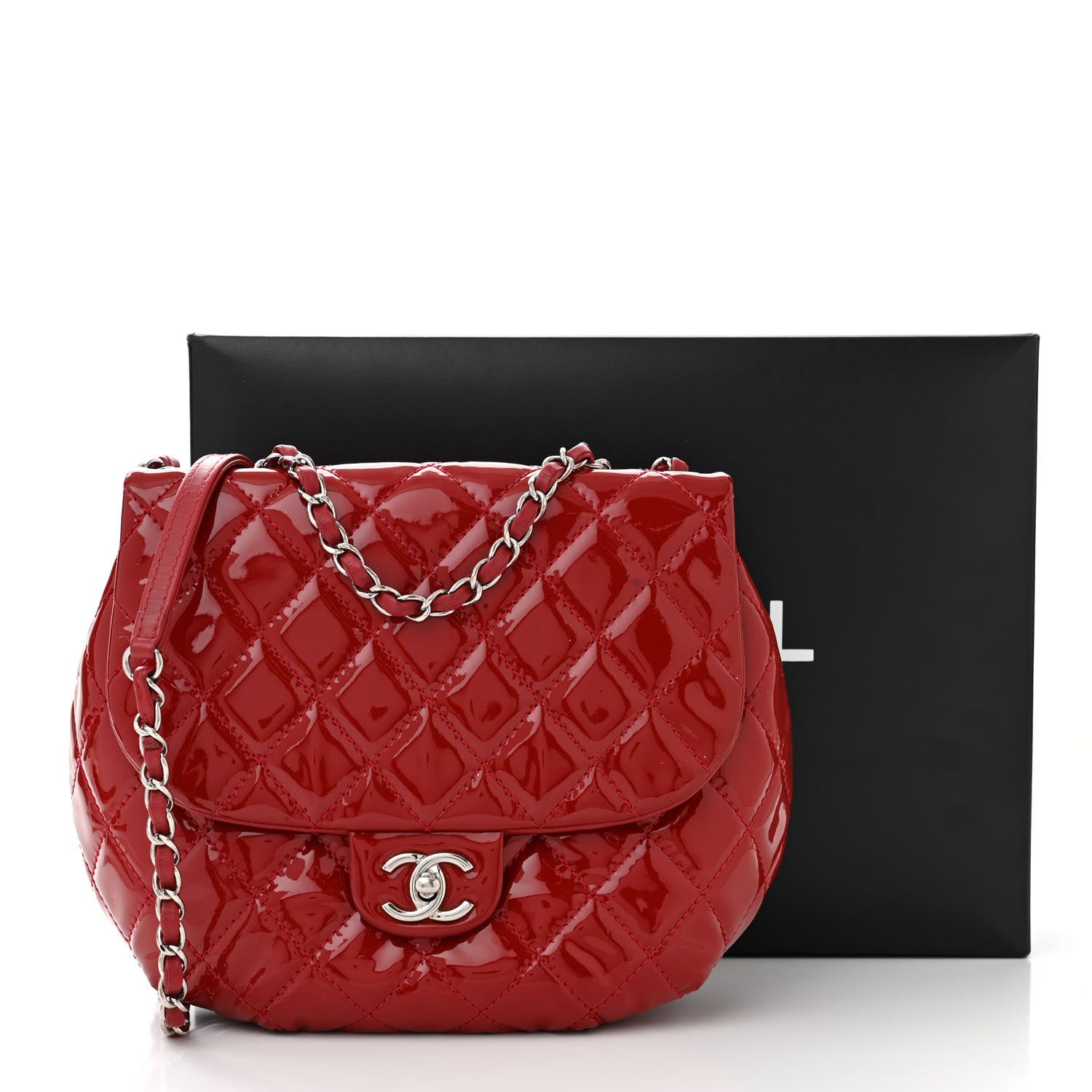 Chanel Patent Calfskin Quilted Medium Bubble CC Flap Dark Red 15 of 15
