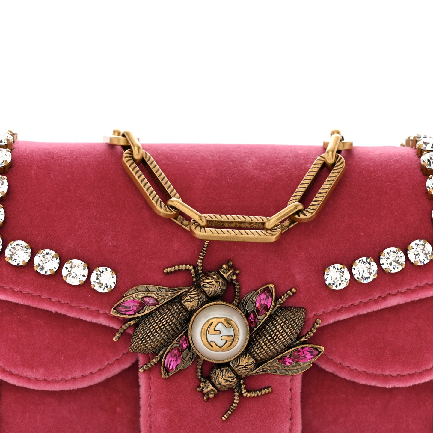 Velvet Crystal Mini Bee Broadway Shoulder Bag Light Raspberry Rose