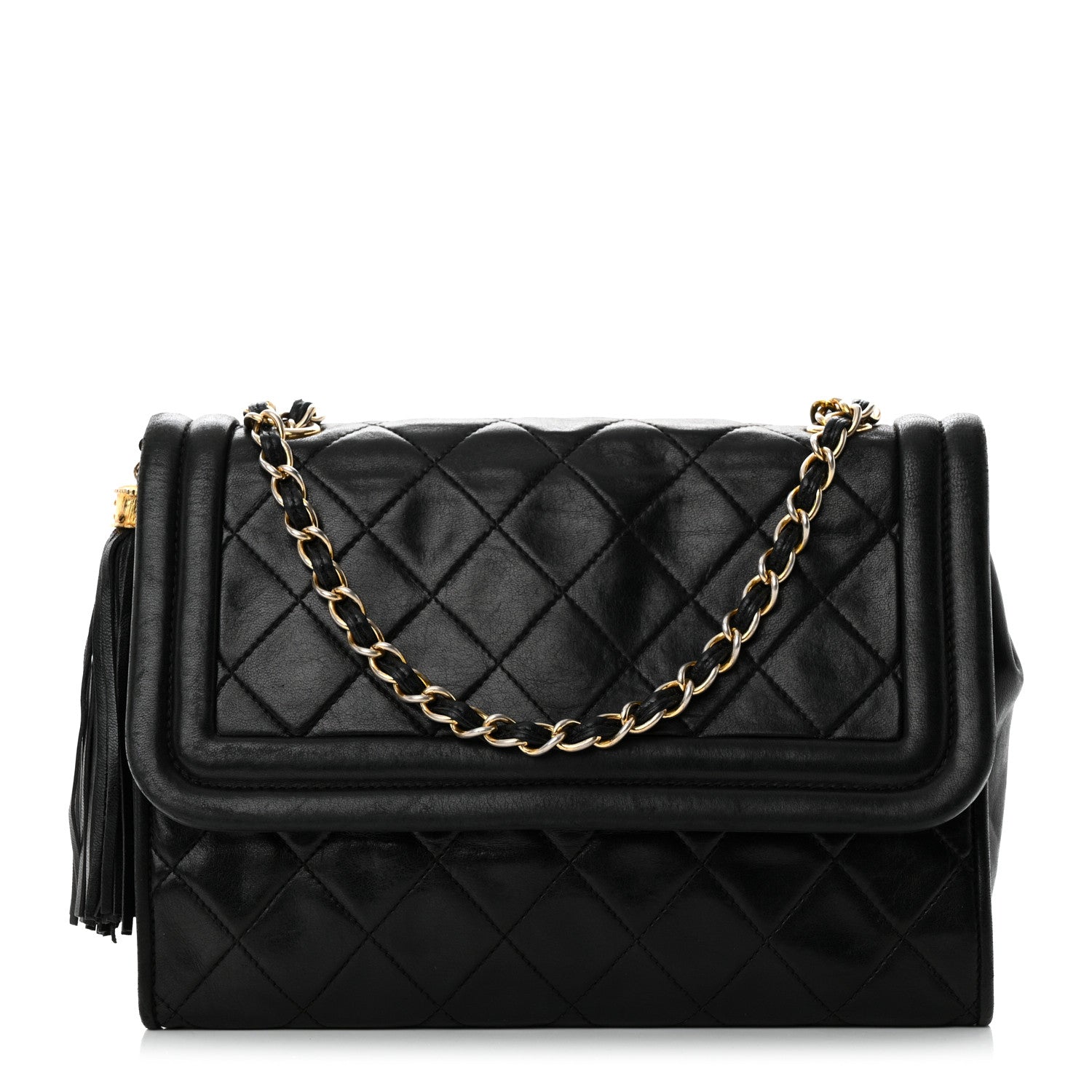 Chanel Lambskin Quilted Tassel Flap Black 1 of 15