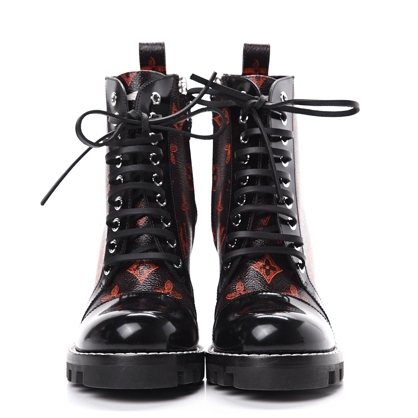 Patent Calfskin Catogram Star Trail Ankle Boots 37.5 Black Marron
