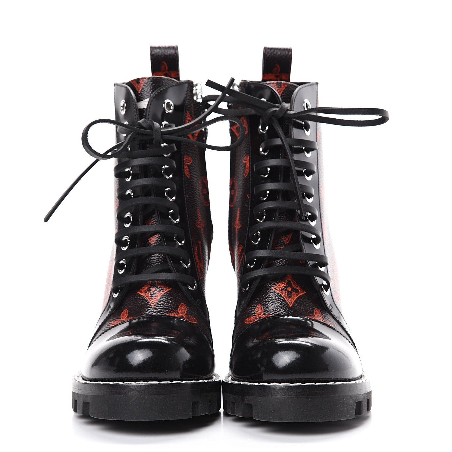 Louis Vuitton Patent Calfskin Catogram Star Trail Ankle Boots 37.5 Black Marron 2 of 7