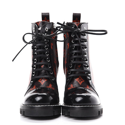 Louis Vuitton Patent Calfskin Catogram Star Trail Ankle Boots 37.5 Black Marron 2 of 7