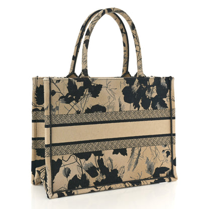 Christian Dior Canvas Embroidered Medium Fleurs Mystiques Book Tote Black Beige 3 of 11