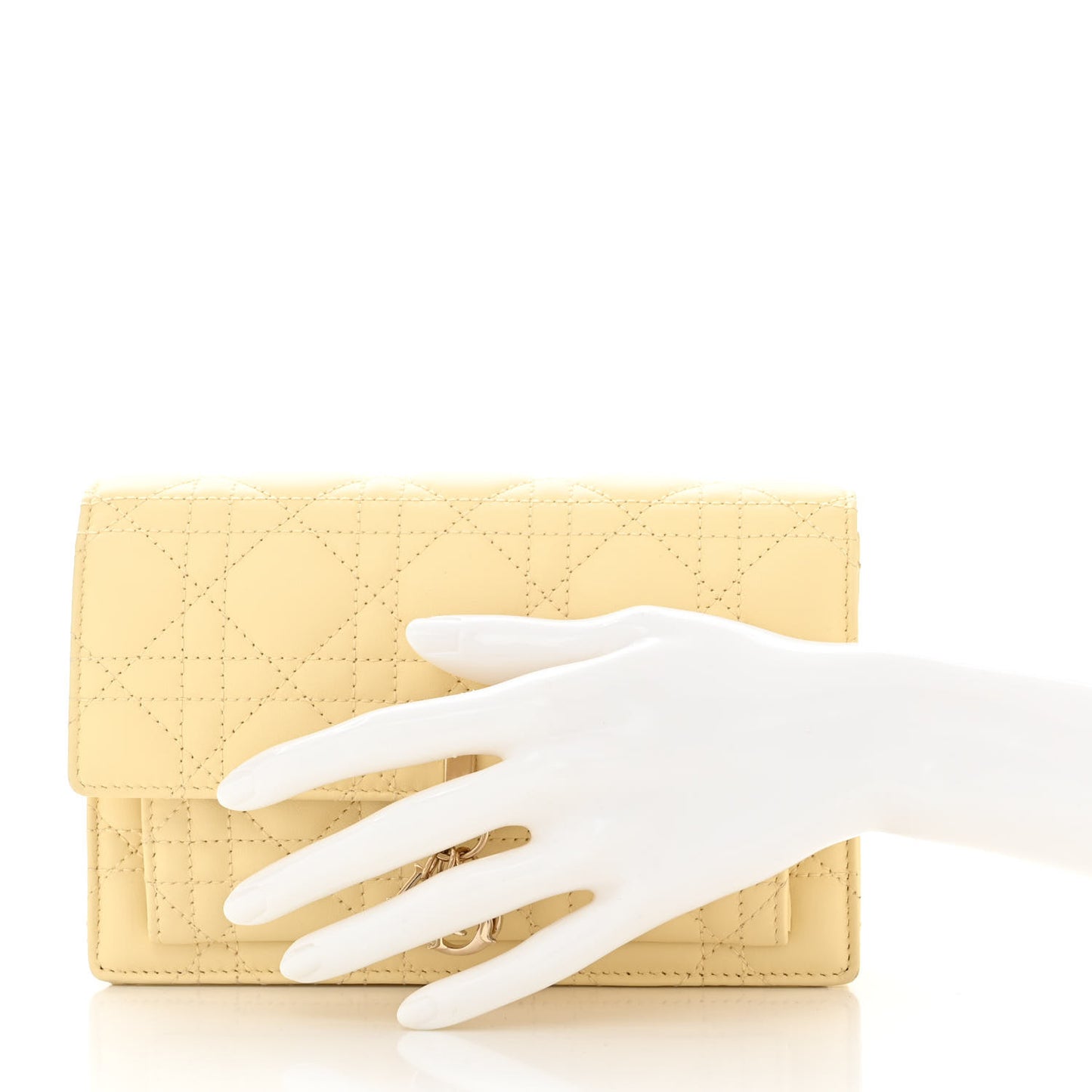 Lambskin Cannage Chain My Dior Daily Chain Pouch Soft Yellow