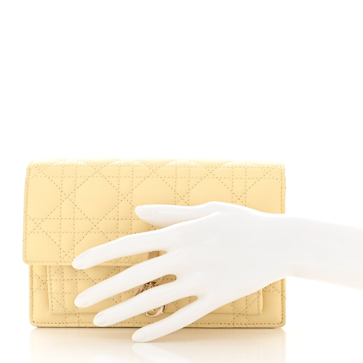 Christian Dior Lambskin Cannage Chain My Dior Daily Chain Pouch Soft Yellow 2 of 10