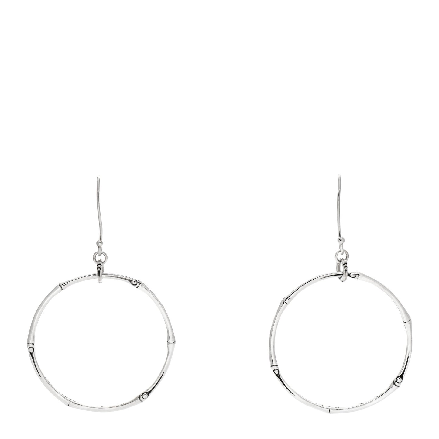 Sterling Silver Bamboo Large Circle Drop Earrings