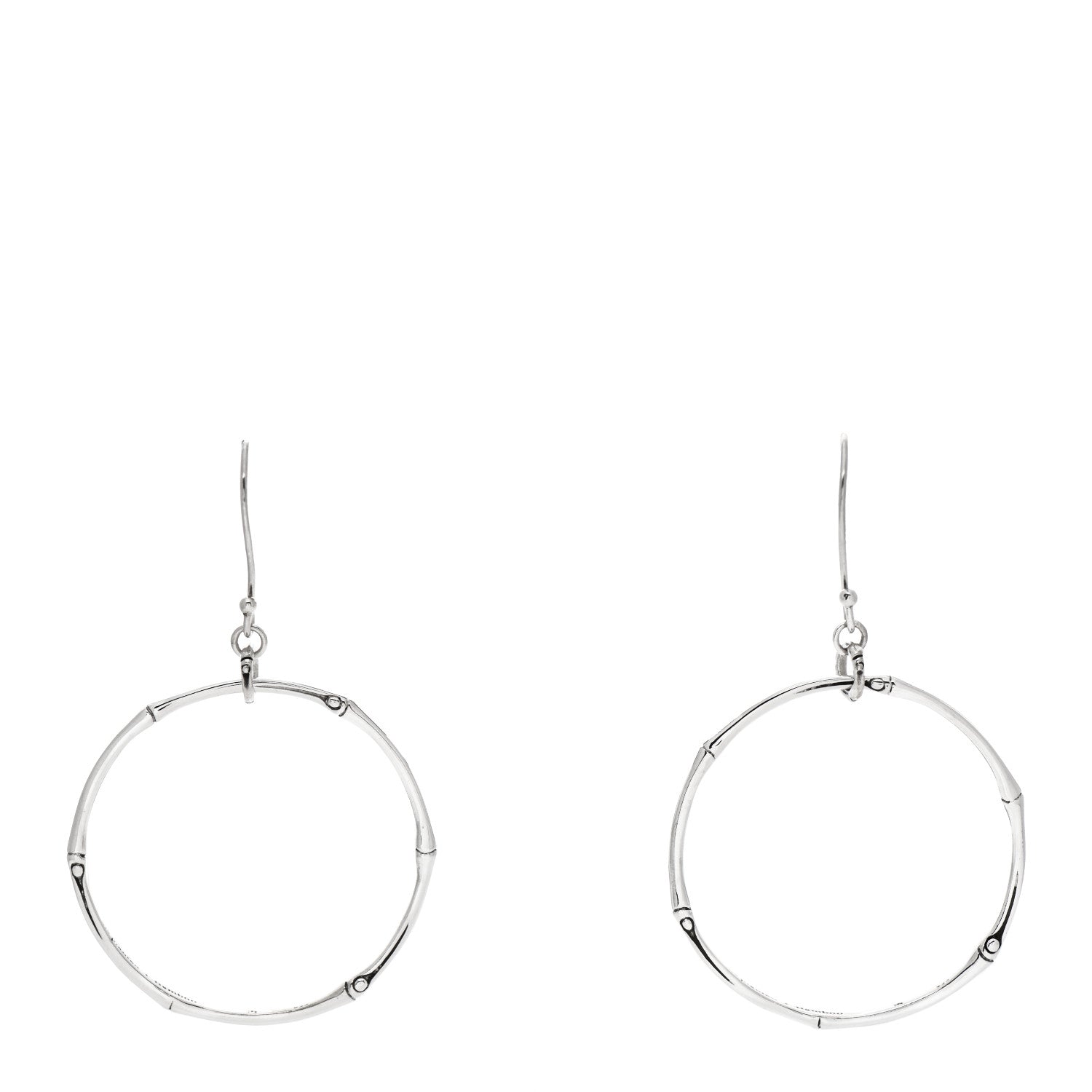 John Hardy Sterling Silver Bamboo Large Circle Drop Earrings 1 of 5
