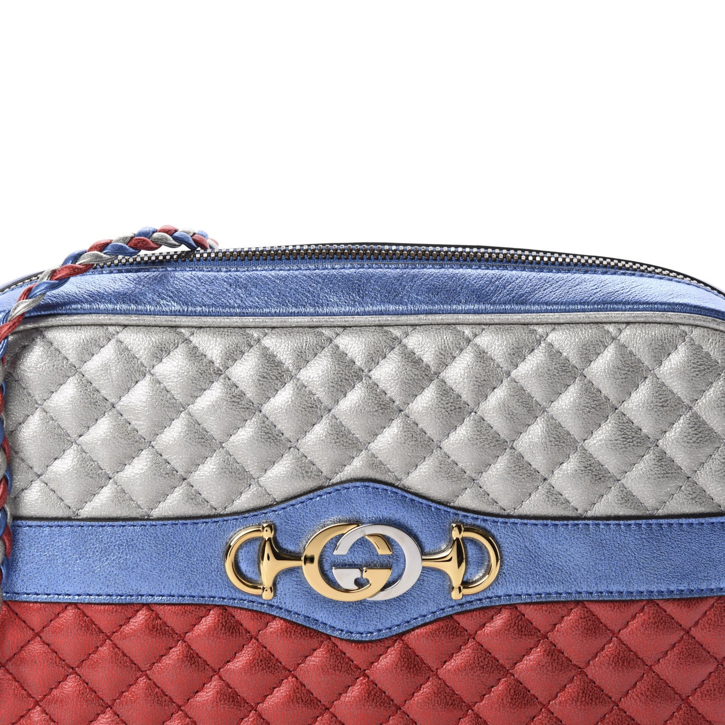 Laminated Nappa Trapuntata Small Zumi Shoulder Bag Rosso Marine Argento