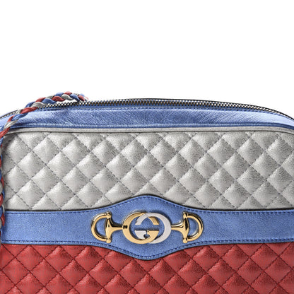 Gucci Laminated Nappa Trapuntata Small Zumi Shoulder Bag Rosso Marine Argento 10 of 10