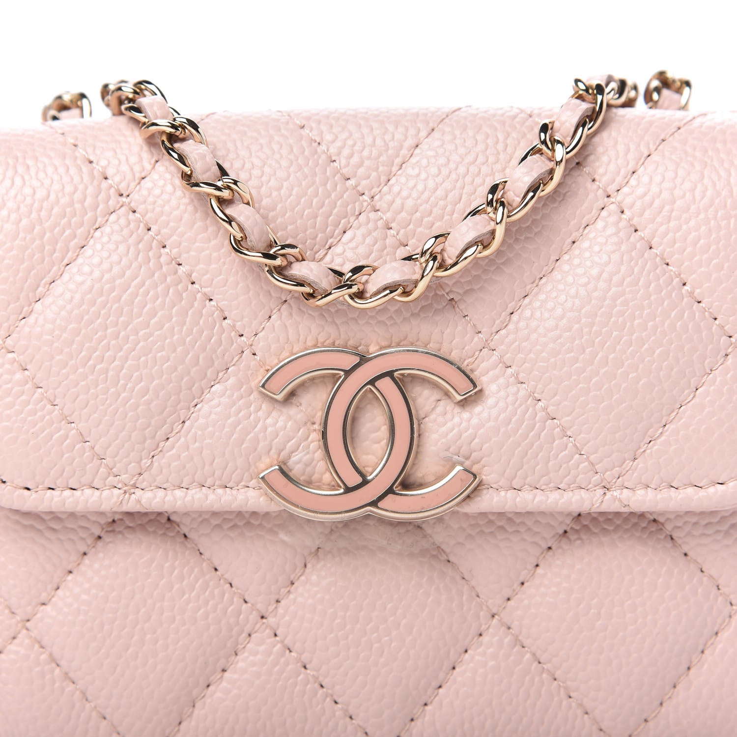 Chanel Caviar Quilted Card Holder On Chain Light Pink 9 of 10