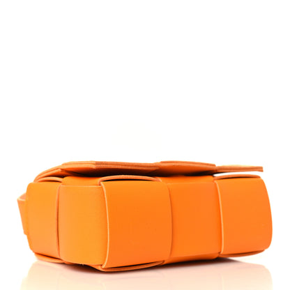 Bottega Veneta Lambskin Maxi Intrecciato Extra Mini Cassette Crossbody Bag Tangerine 4 of 9