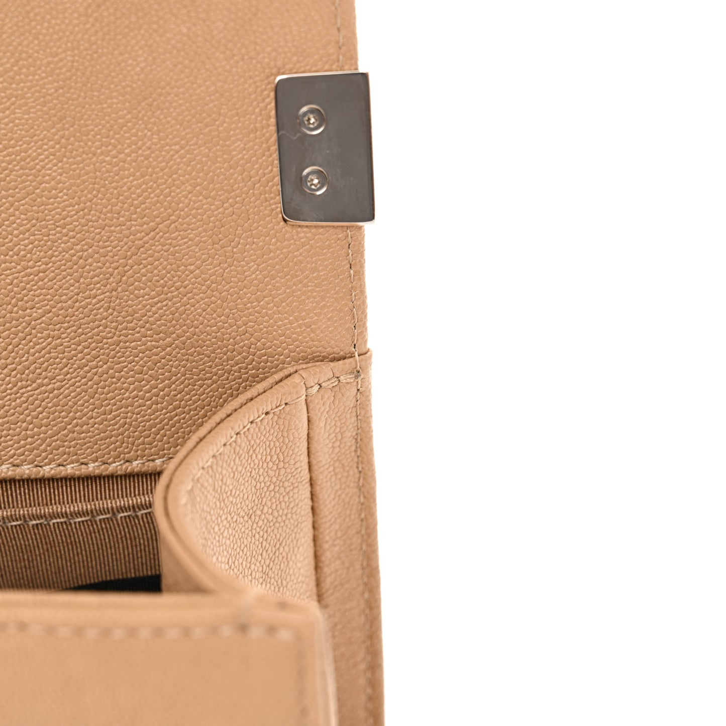 Caviar Quilted Small Boy Flap Beige