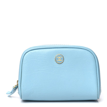 Chanel Grained Calfskin CC Button Small Pouch Cosmetic Case Blue 1 of 11