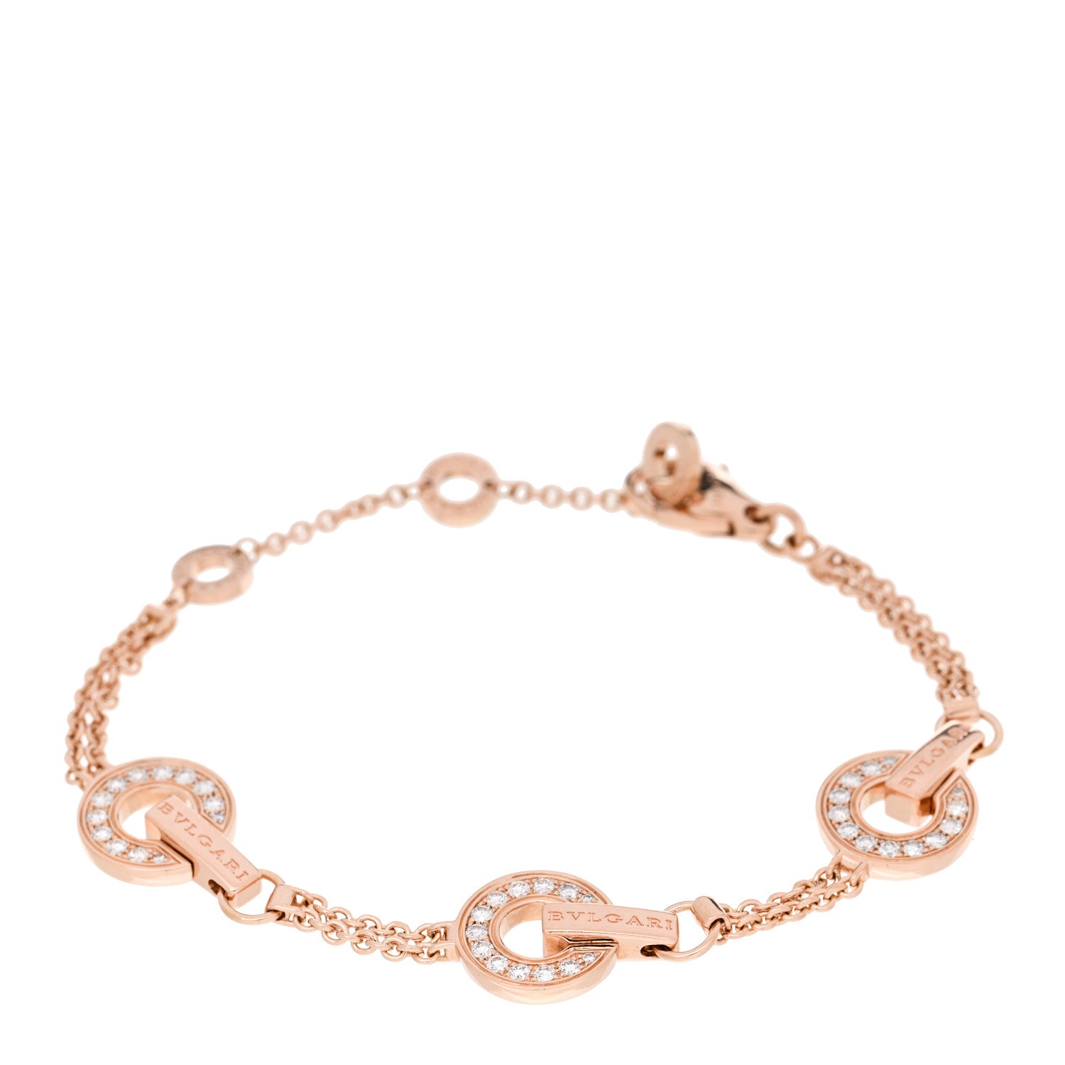 Bulgari 18K Rose Gold Diamond BVLGARI BVLGARI Openwork Bracelet SM 1 of 6