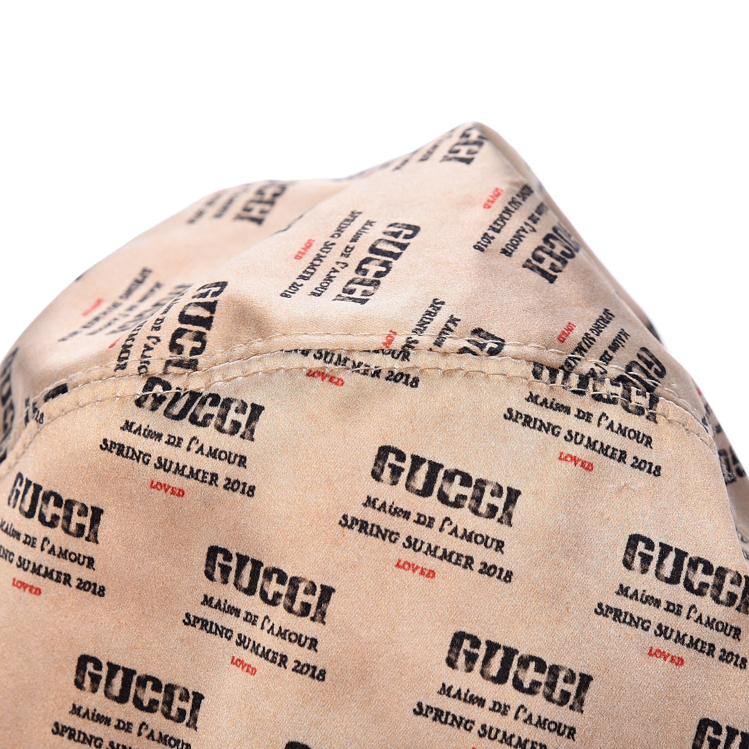 Gucci Silk Satin Stamp Print Hat S 8 of 10