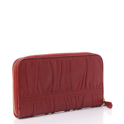 Prada Nappa Gaufre Zip Around Wallet Fuoco 2 of 10