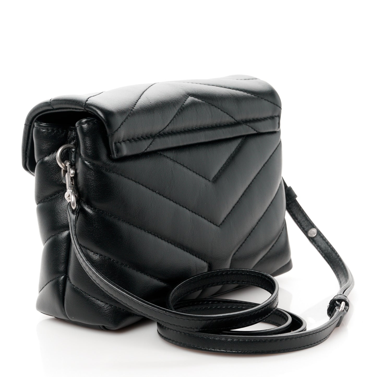 Calfskin Y Quilted Monogram Toy Loulou Crossbody Bag Black