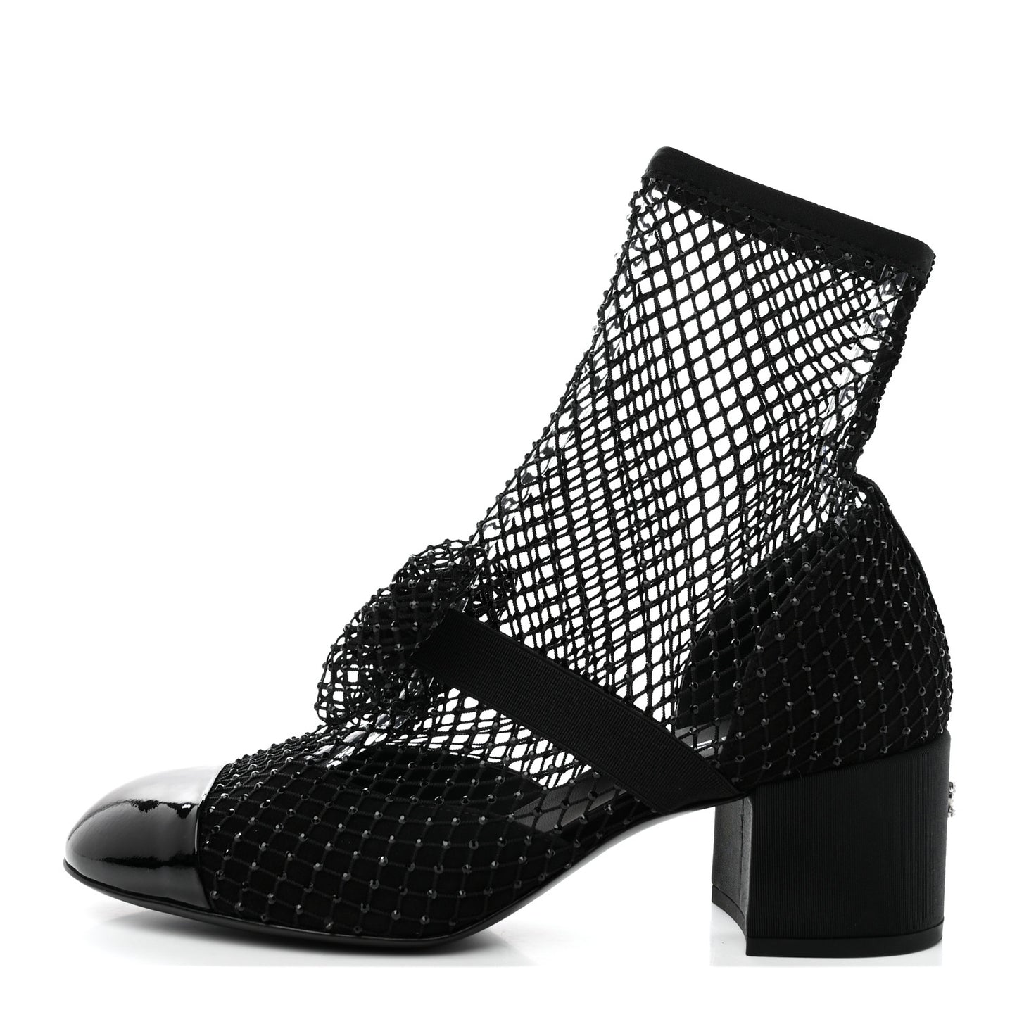 Resille Strass Kid Suede Patent Mary Jane Short Boots 39 Black