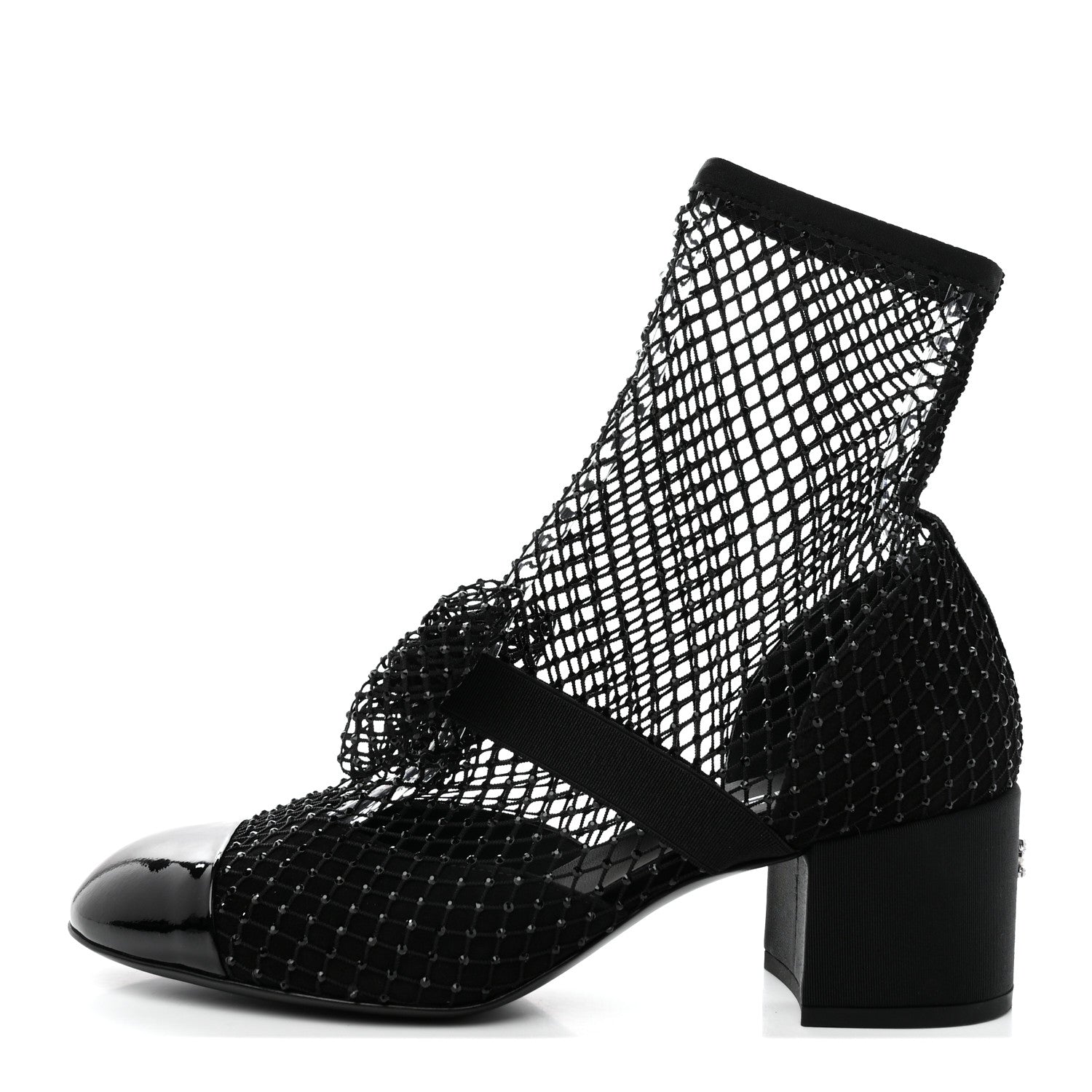 Chanel Resille Strass Kid Suede Patent Mary Jane Short Boots 39 Black 1 of 12