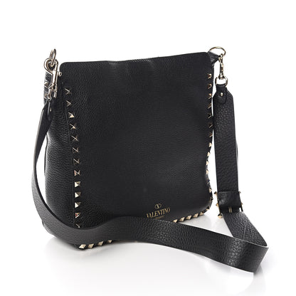 Valentino Garavani Pebbled Calfskin Small Rockstud Flip-Lock Messenger Bag Black 2 of 10