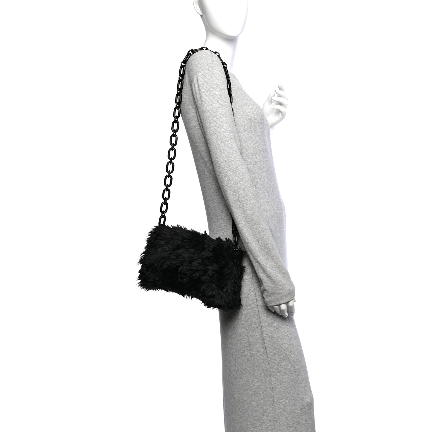 Faux Fur Small Downtown Shoulder Bag Black