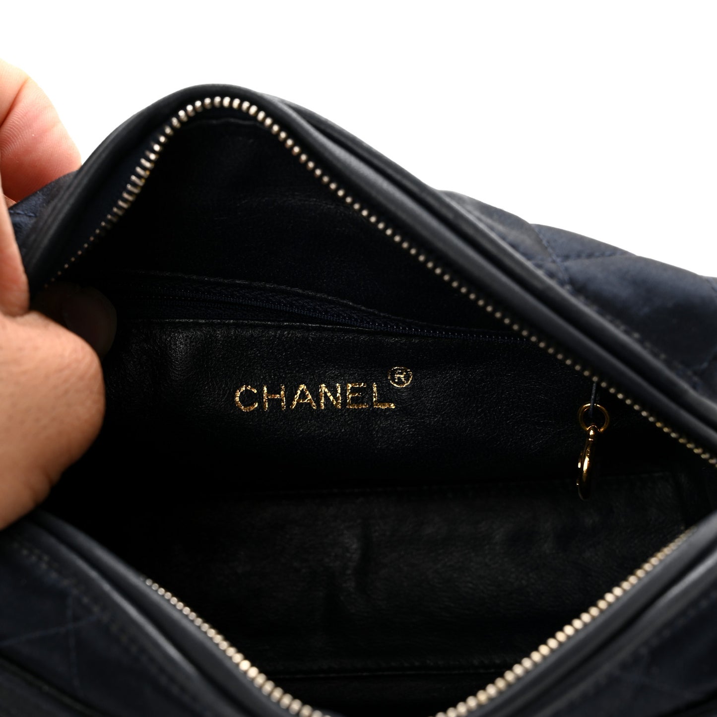 Satin Diamond Quilted Tassel CC Camera Case Black