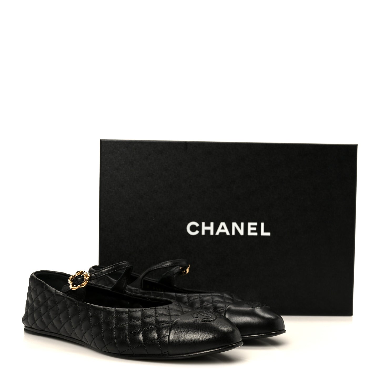 Lambskin Quilted Mary Jane Flats 36.5 Black