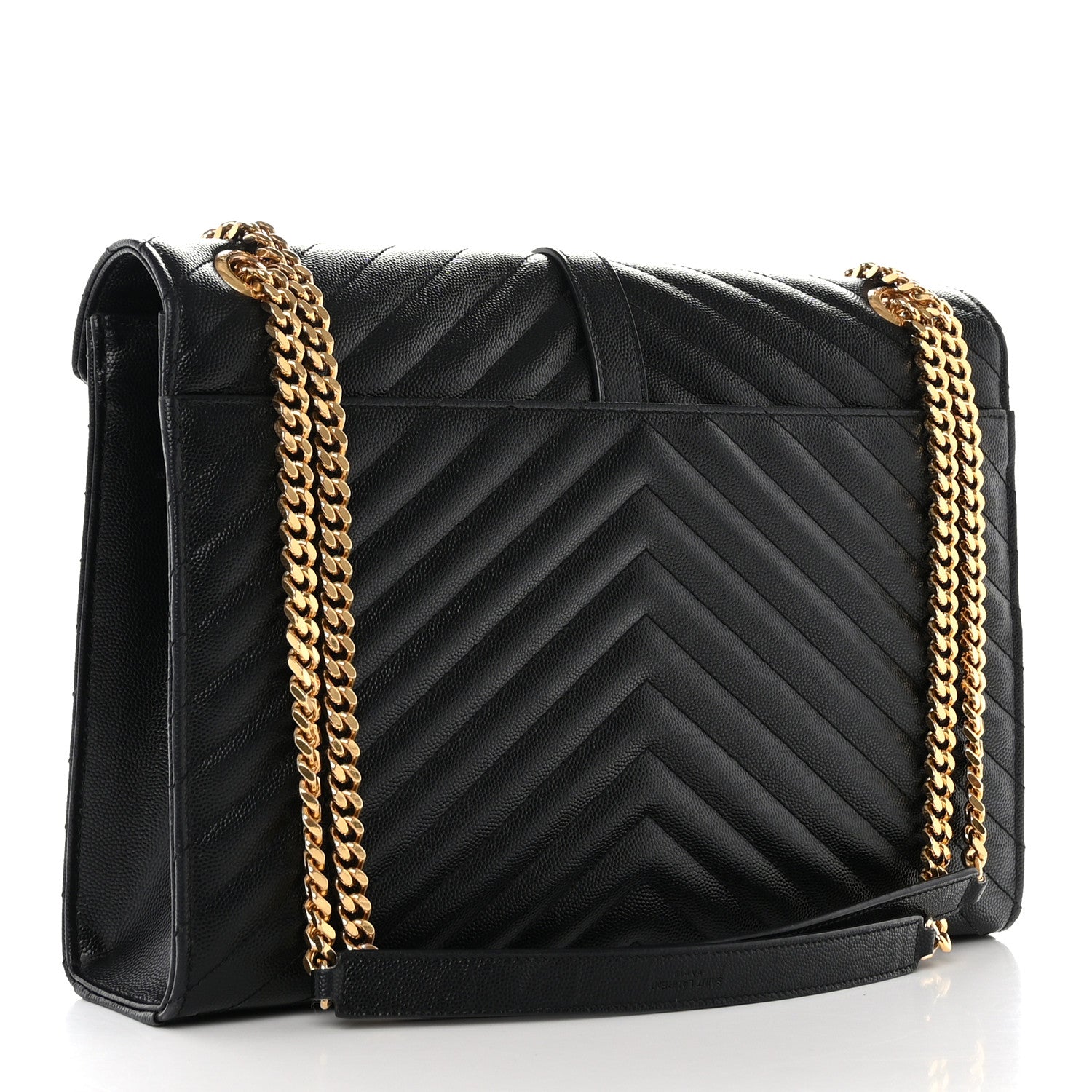 Saint Laurent Grain De Poudre Matelasse Chevron Large Monogram Satchel Black 3 of 11