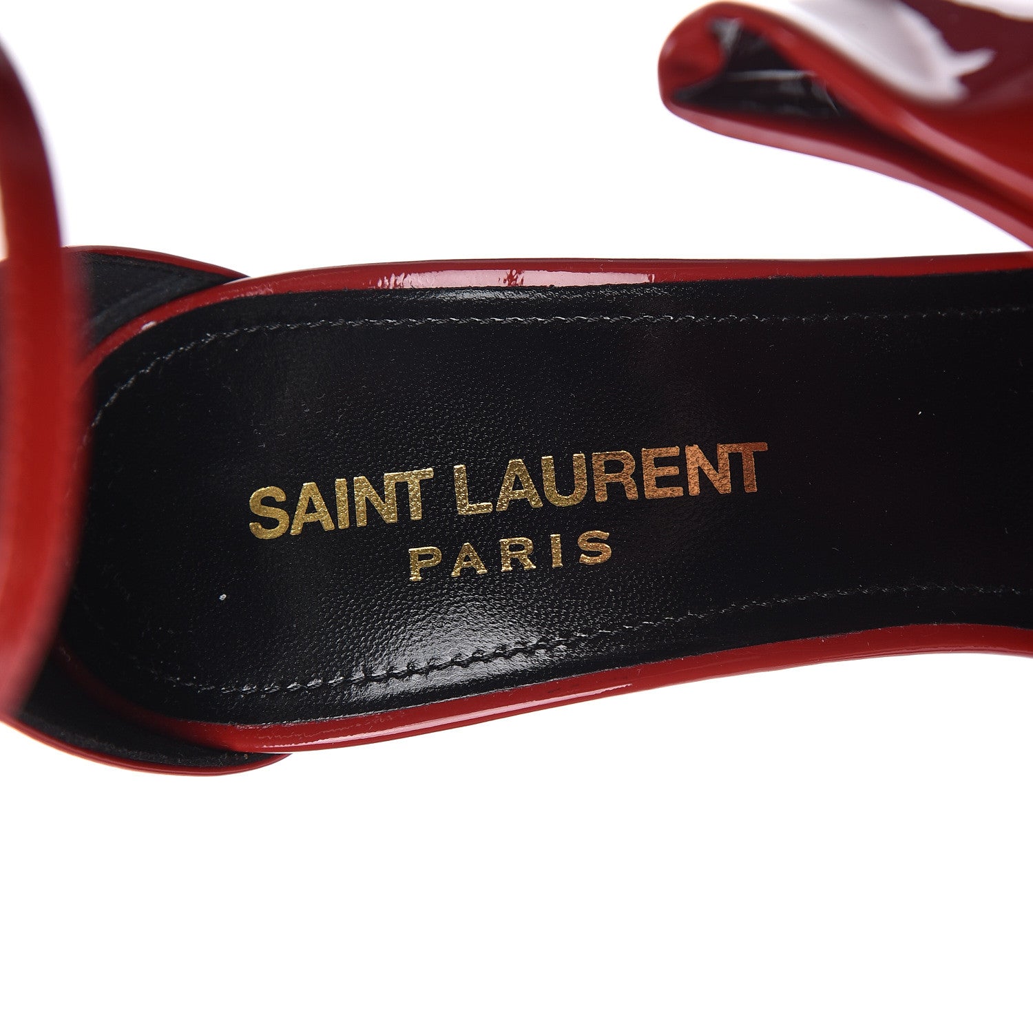 Saint Laurent Patent Calfskin Freja 105 Bow Sandals 37 Rouge Eros 7 of 9