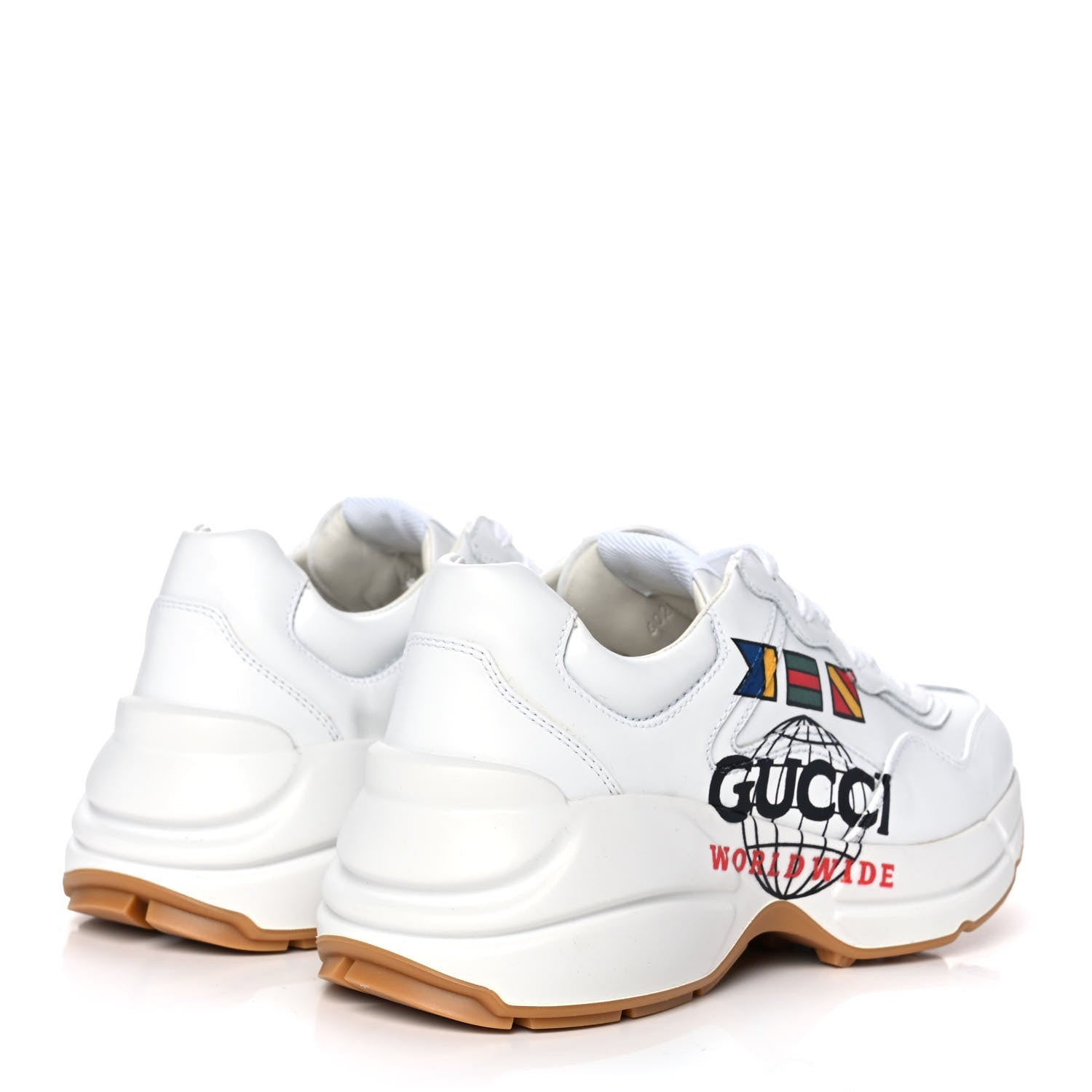 Gucci Calfskin Worldwide Womens Rhyton Sneakers 35.5 White 4 of 10