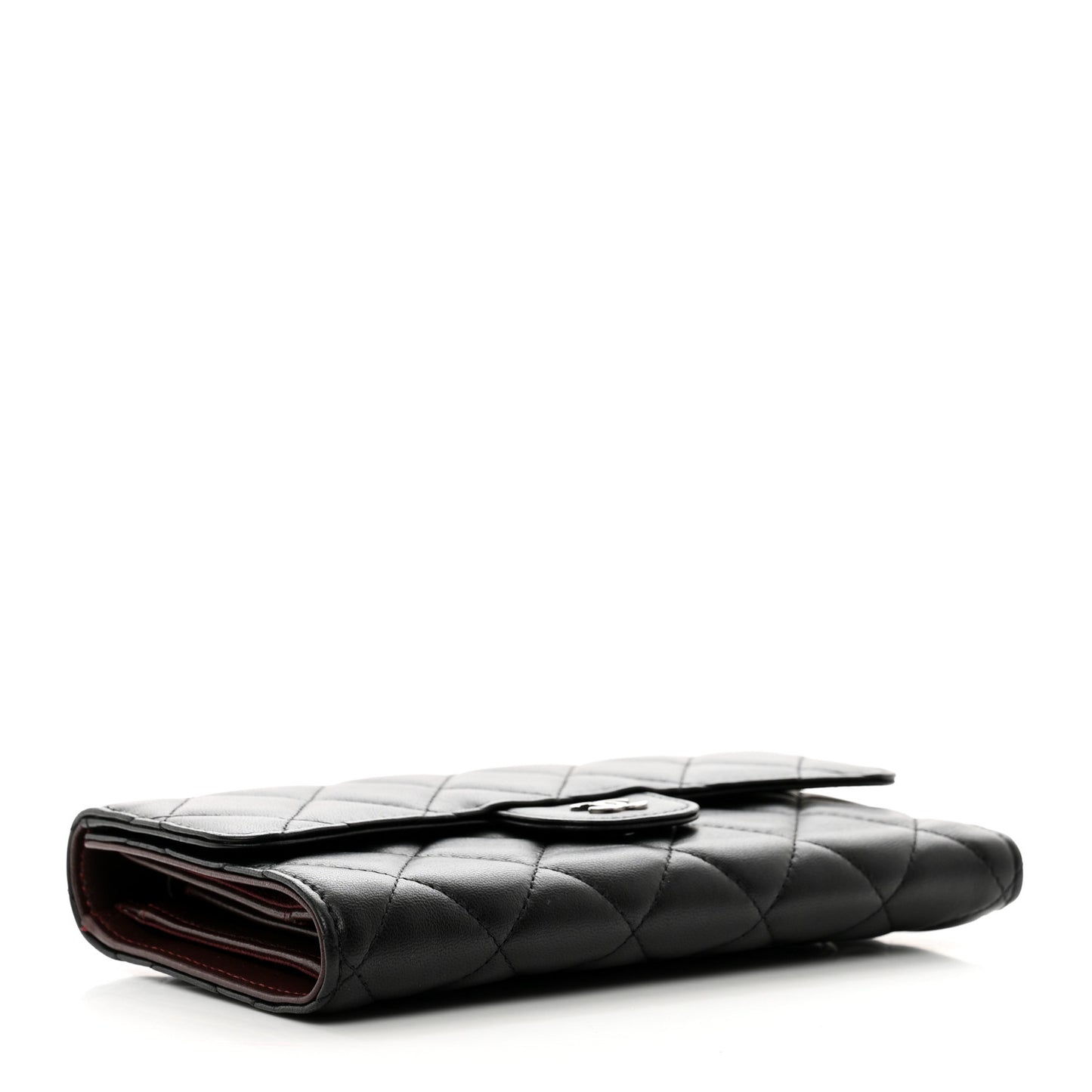 Lambskin Quilted Large Flap Wallet Black