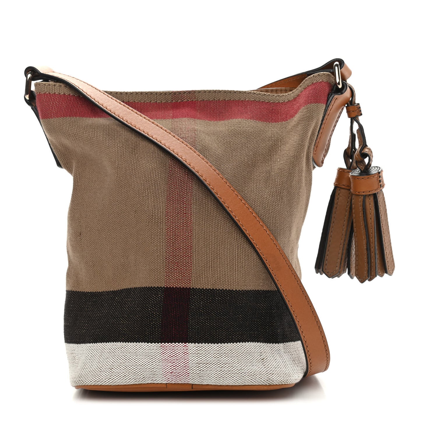 Canvas Mega Check Mini Ashby Tassel Crossbody Saddle Brown
