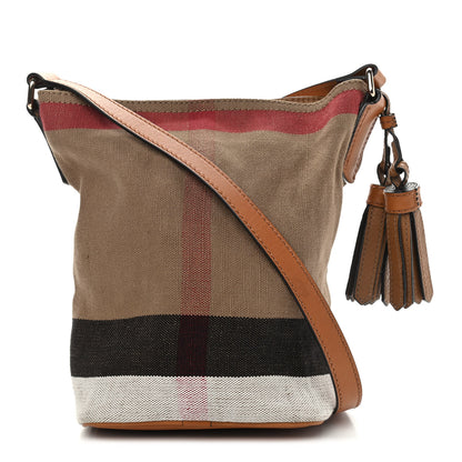Burberry Canvas Mega Check Mini Ashby Tassel Crossbody Saddle Brown 2 of 13