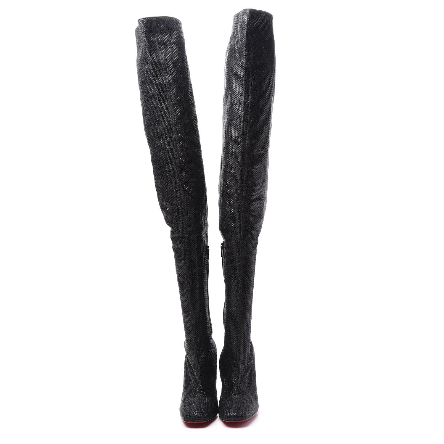Christian Louboutin Glitter Diams New Gloria 100 Thigh High Boots 37 Black 3 of 8