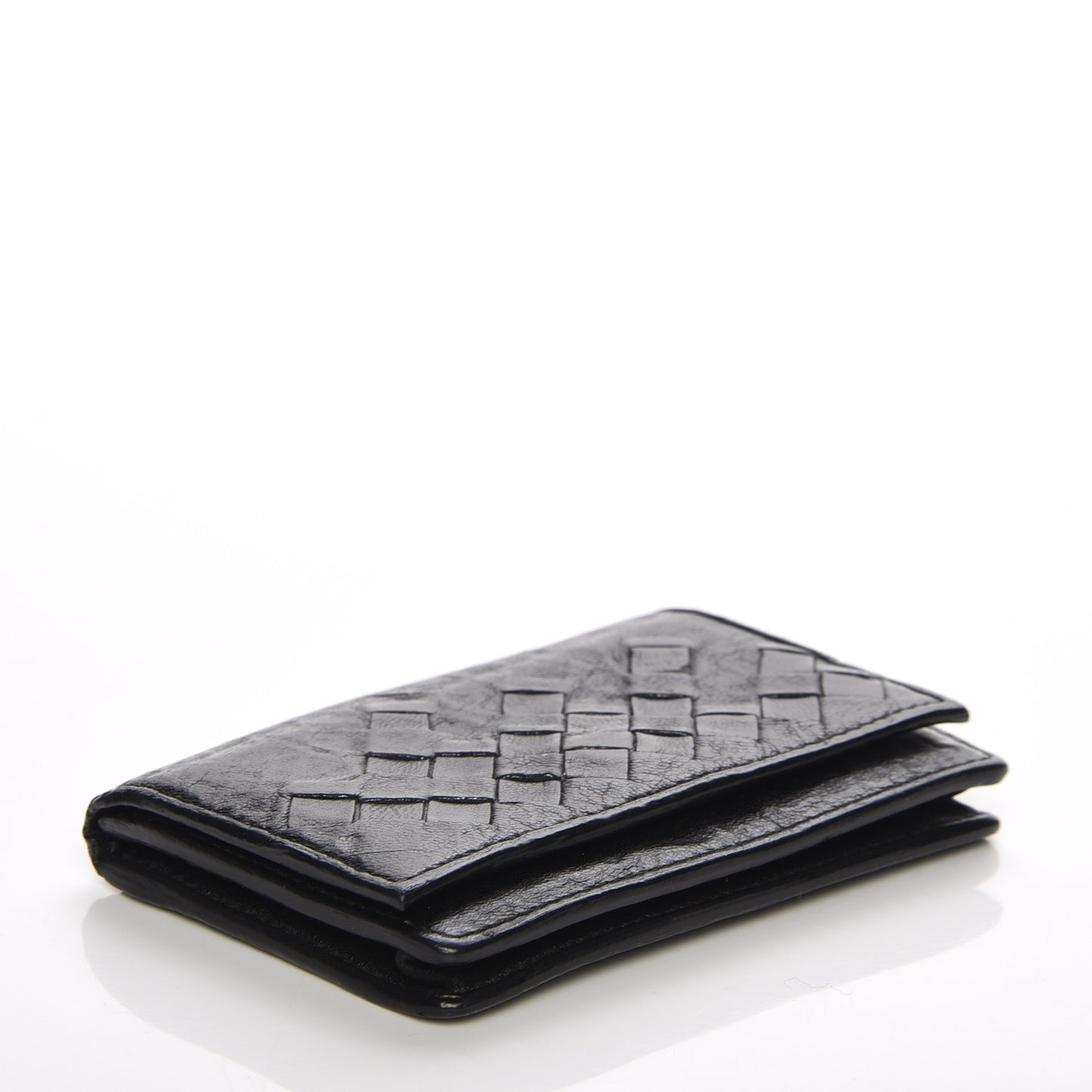 Washed Nappa Intrecciato Card Case Nero Black