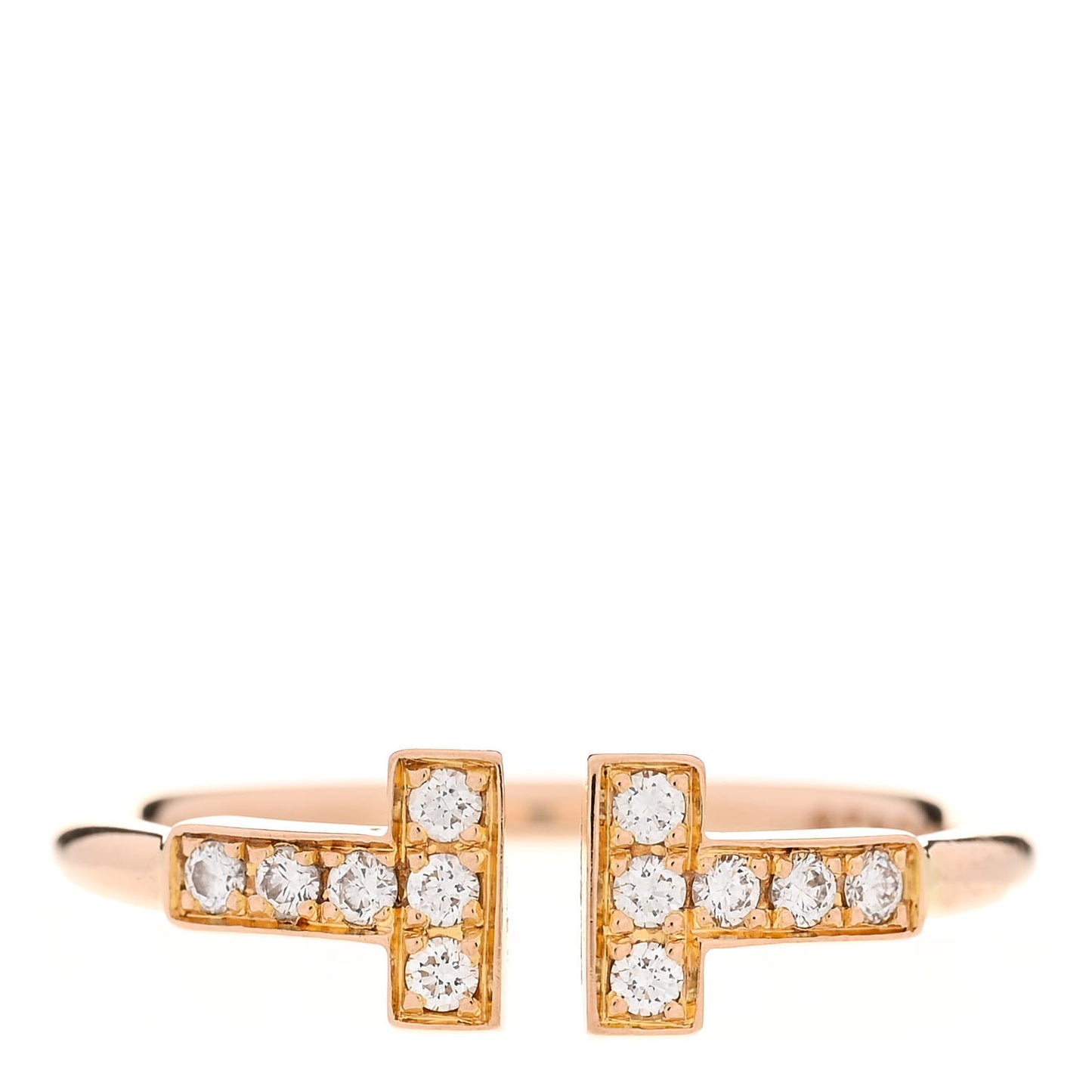 18K Rose Gold Diamond T Wire Ring 53 6.5
