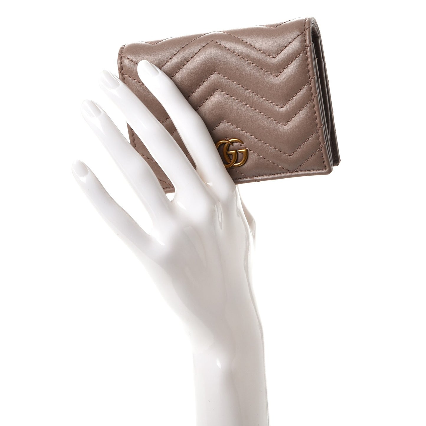 Calfskin Matelasse GG Marmont Card Case Wallet Porcelain Rose
