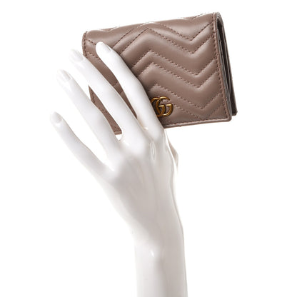 Gucci Calfskin Matelasse GG Marmont Card Case Wallet Porcelain Rose 2 of 8
