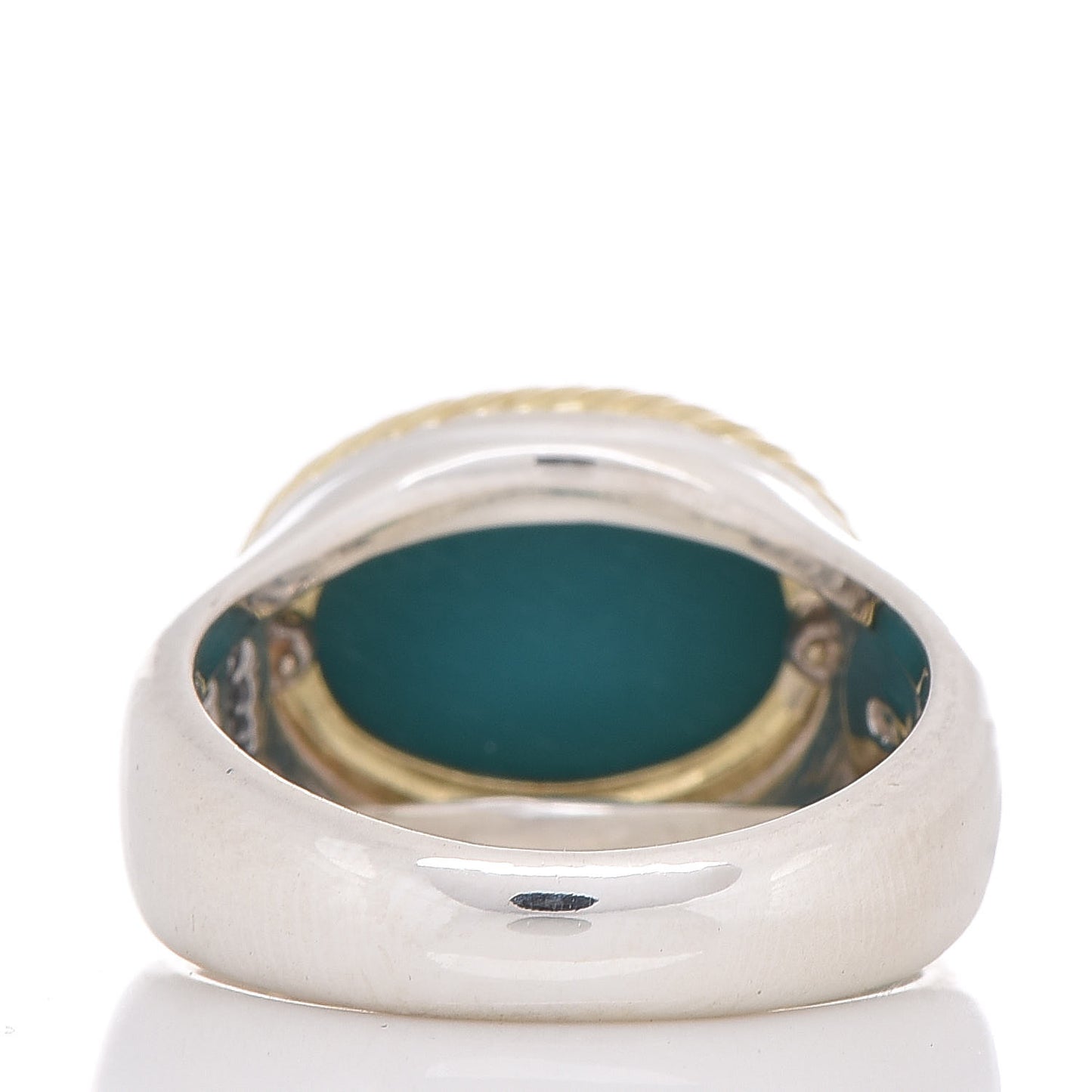 Sterling Silver 18K Yellow Gold Turquoise Oval Ring 52 6
